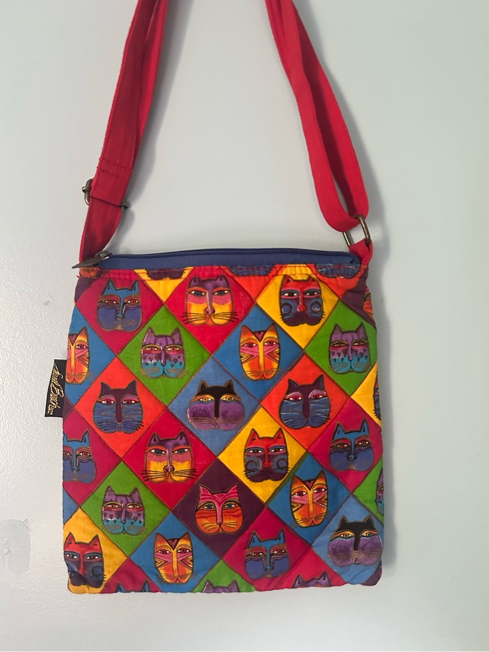 Laurel Burch Sun N Sand Feline Cats  in Diamond Pattern Quilted  Crossbody Bag